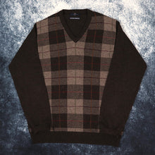 Load image into Gallery viewer, Vintage Brown Tartan V Neck Grandad Jumper | Small
