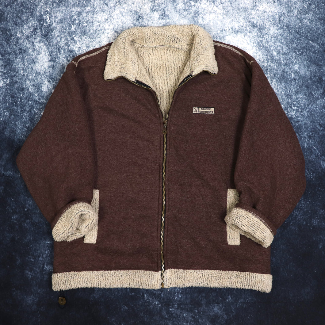 Vintage Brown & Beige Bronte Outdoors Sherpa Lined Fleece Jacket | XL