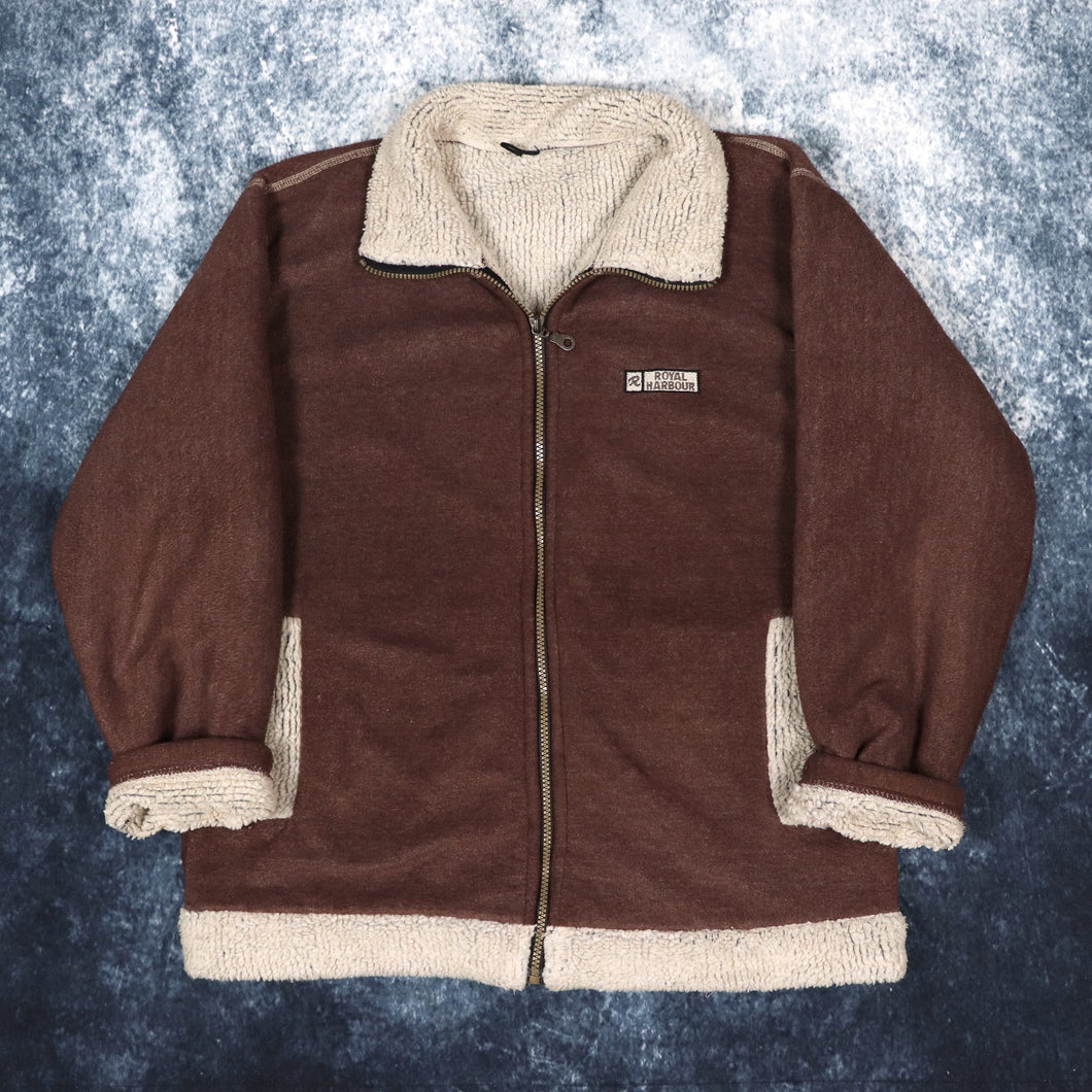 Vintage Brown & Beige Royal Harbour Fleece Jacket | Small