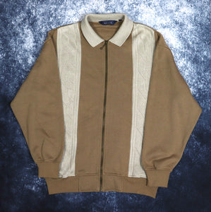 Vintage Brown & Beige Savatini Zip Up Sweatshirt | Large