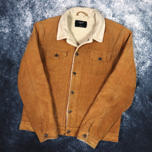 Vintage Style Brown & Beige Sherpa Lined Corduroy Trucker Jacket | Large