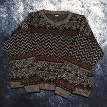 Load image into Gallery viewer, Vintage Brown &amp; Black Grandad Jumper | Small
