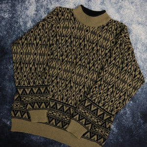 Vintage Brown & Black High Neck Grandad Jumper