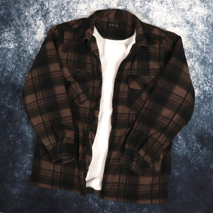 Vintage Brown & Black Tartan Sherpa Lined Lumberjack Fleece Jacket | Medium