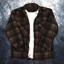 Load image into Gallery viewer, Vintage Brown &amp; Black Tartan Sherpa Lined Lumberjack Fleece Jacket | Medium
