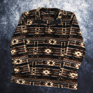 Vintage Brown, Black & Grey Aztec Cotton Traders Fleece | XL