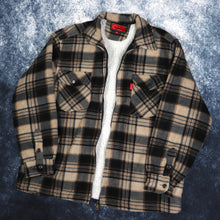 Load image into Gallery viewer, Vintage Brown, Black &amp; Grey Tartan Lumberjack Fleece Jacket | Large
