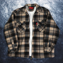Load image into Gallery viewer, Vintage Brown, Black &amp; Grey Tartan Lumberjack Fleece Jacket | Large
