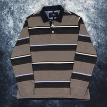 Load image into Gallery viewer, Vintage Brown, Blue &amp; Beige Striped Rugby Sweatshirt | Large

