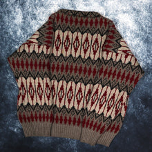 Load image into Gallery viewer, Vintage Brown, Burgundy &amp; Black Aztec Grandad Jumper | Large
