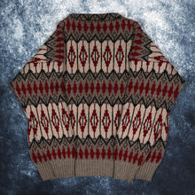 Load image into Gallery viewer, Vintage Brown, Burgundy &amp; Black Aztec Grandad Jumper | Large
