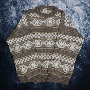 Vintage Brown & Cream Grandad Jumper