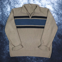 Load image into Gallery viewer, Vintage Brown, Navy &amp; Blue Striped 1/4 Zip Jumper | XL
