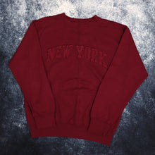 Load image into Gallery viewer, Vintage Burgundy New York Spell Out Sweatshirt | Small
