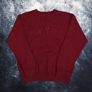 Vintage Burgundy New York Spell Out Sweatshirt | Small