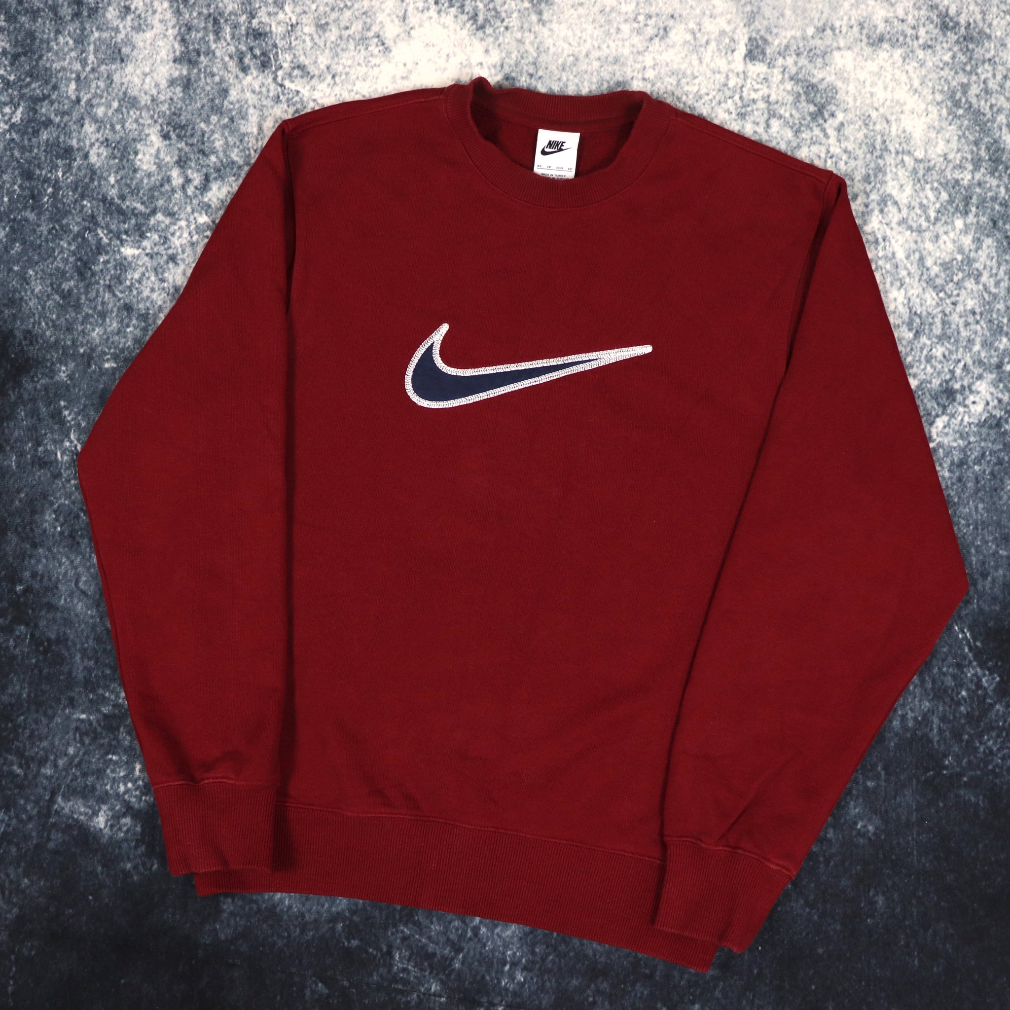 Vintage Burgundy Nike Big Swoosh Sweatshirt XS ragkid