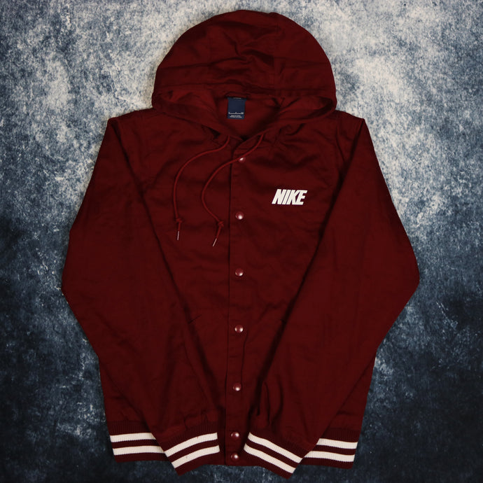 Vintage Burgundy Nike Hooded Bomber Jacket