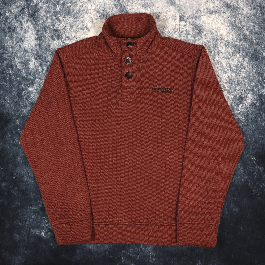 Vintage Burgundy Regatta Buttoned Neck Sweatshirt | Small