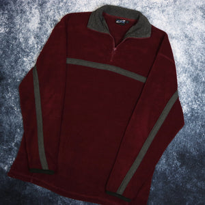 Vintage Burgundy & Grey 1/4 Zip Fleece Sweatshirt
