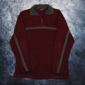Vintage Burgundy & Grey 1/4 Zip Fleece Sweatshirt