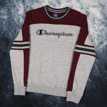 Load image into Gallery viewer, Vintage Burgundy &amp; Grey Champion Spell Out Sweatshirt | Large
