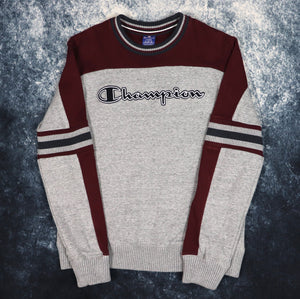 Vintage Burgundy & Grey Champion Spell Out Sweatshirt | Large