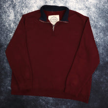 Load image into Gallery viewer, Vintage Burgundy &amp; Navy 1/4 Zip Sweatshirt | XXL
