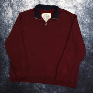 Vintage Burgundy & Navy 1/4 Zip Sweatshirt | XXL