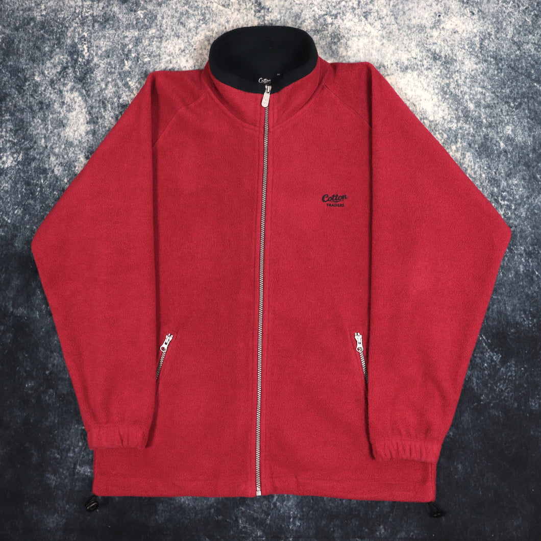 Vintage Burgundy & Navy Cotton Traders Fleece Jacket | Medium