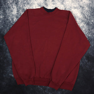 Vintage 90s Burgundy & Navy Heavyweight Blank Sweatshirt | XL