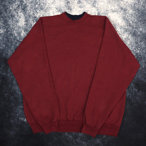 Vintage 90s Burgundy & Navy Heavyweight Blank Sweatshirt | XL