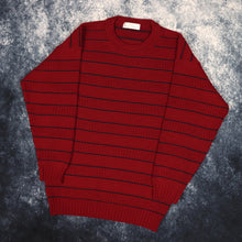 Load image into Gallery viewer, Vintage Burgundy &amp; Navy Striped Grandad Jumper | Small
