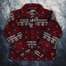 Load image into Gallery viewer, Vintage Burgundy, Navy &amp; Grey Snowflake Sherpa Fleece Jacket
