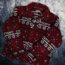 Load image into Gallery viewer, Vintage Burgundy, Navy &amp; Grey Snowflake Sherpa Fleece Jacket
