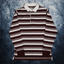 Load image into Gallery viewer, Vintage Burgundy &amp; White Striped Timberland Rugby Sweatshirt
