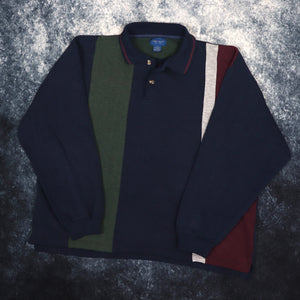 Vintage 90's Colour Block Collared Sweatshirt | Large