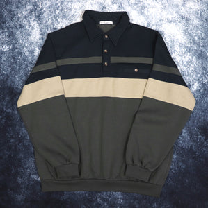 Vintage Colour Block Collared Sweatshirt | Large