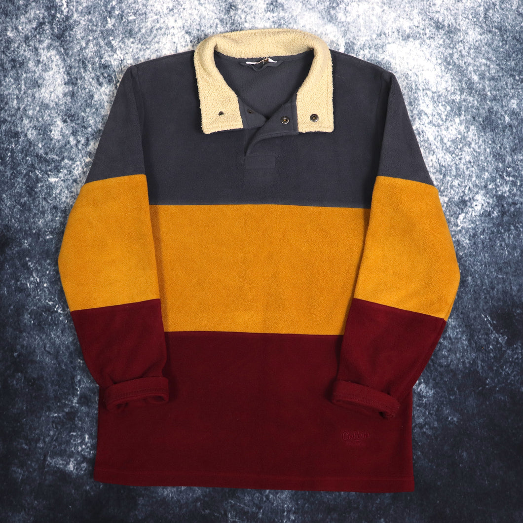 Vintage Colour Block Cotton Traders Fleece Sweatshirt | XS