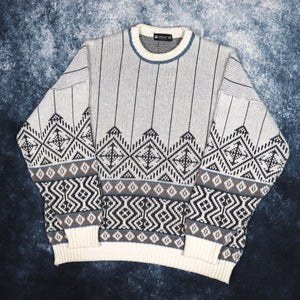 Vintage Cream Aztec Grandad Jumper | XL