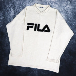 Vintage Cream Fila High Neck Jumper | Large