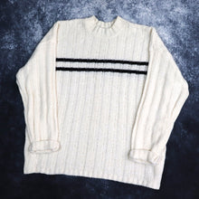 Load image into Gallery viewer, Vintage Cream &amp; Black Stripy Jumper | XXL
