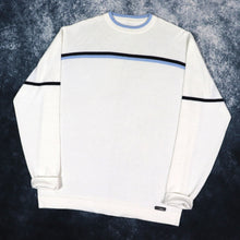 Load image into Gallery viewer, Vintage Cream, Black &amp; Baby Blue Striped Firetrap Jumper | Large
