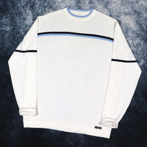 Vintage Cream, Black & Baby Blue Striped Firetrap Jumper | Large