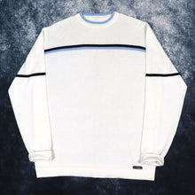 Load image into Gallery viewer, Vintage Cream, Black &amp; Baby Blue Striped Firetrap Jumper | Large
