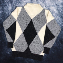 Load image into Gallery viewer, Vintage 90s Cream &amp; Grey Diamond High Neck Jumper | Small
