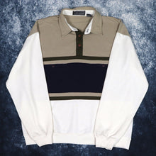 Load image into Gallery viewer, Vintage Cream, Khaki &amp; Navy Colour Block Collared Sweatshirt | Large
