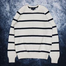 Load image into Gallery viewer, Vintage Cream &amp; Navy Striped Jumper
