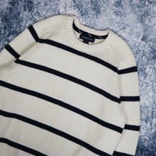 Load image into Gallery viewer, Vintage Cream &amp; Navy Striped Jumper
