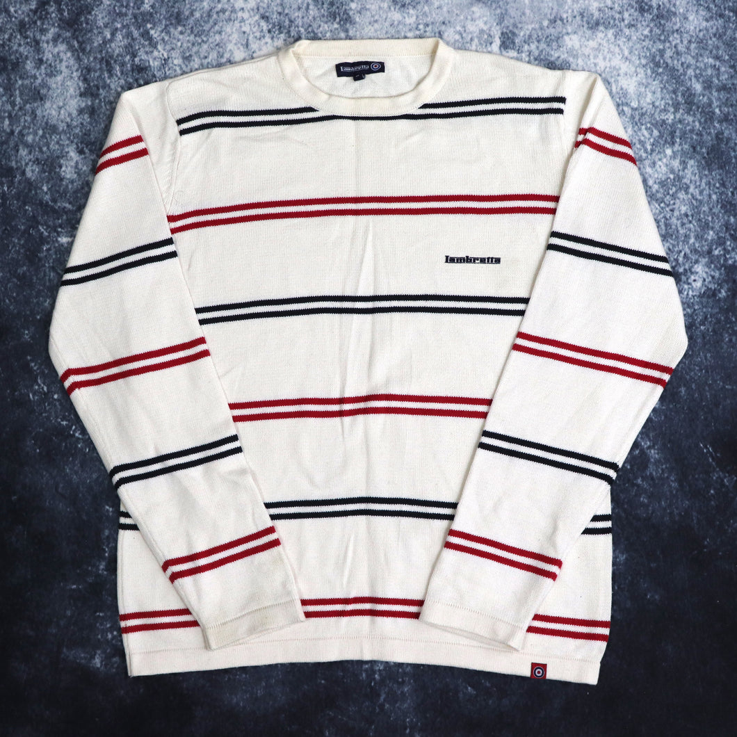 Vintage Cream Navy Red Striped Lambretta Jumper Medium ragkid