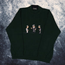 Load image into Gallery viewer, Vintage Dark Forest Green US Navy Embroidered Grandad Jumper | Small
